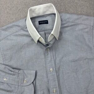 Proper Cloth Dress Shirt Men 15.5-30 Blue White Contrast Collar Oxford *Monogram